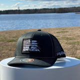 Faded Black/Black Mesh Hat W/Tattered Flag