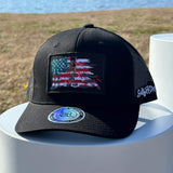 Black/Black Mesh Hat W/Tattered Color Flag